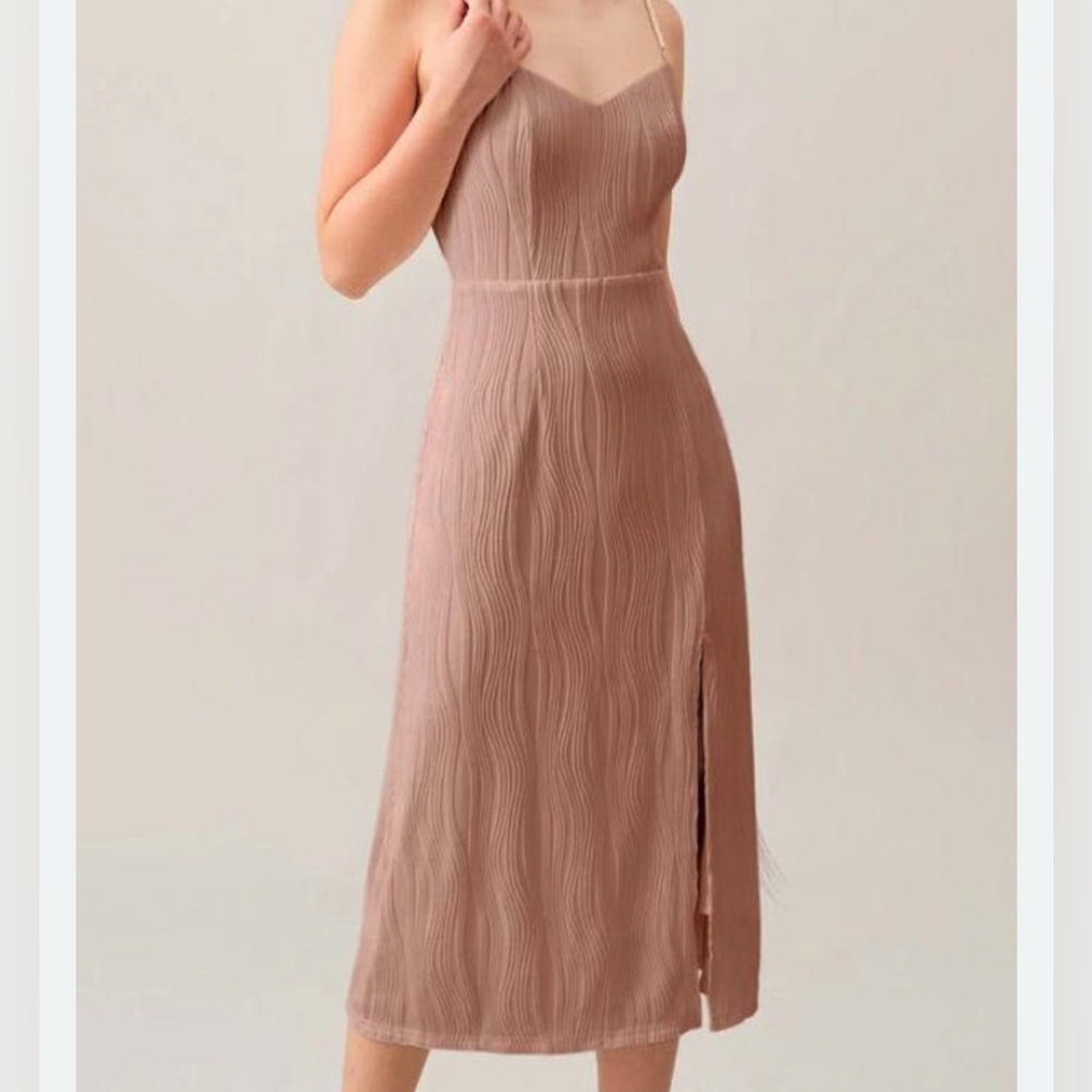 Rihoas The Wave Textured Pearl Strap Midi Dress - Size M